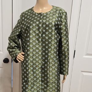 Ann Taylor Green and Silver Geometric Blazer